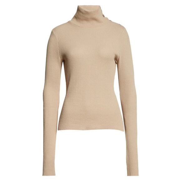 The Range Stark Taupe Mushroom Ribbed Thermal Top Turtleneck Sweater New XS - Picture 1 of 8